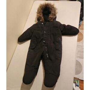 Rothschild Infants Sz 6-9mo One Piece Snow Suit Outerwear Black Hooded Baby Coat